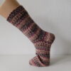 Handgestrickte Wollsocken Gr. 44 – Beige Braun gestreift