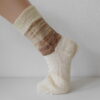 Handgestrickte Wollsocken Gr. 41 – Beige-Braun