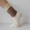 Handgestrickte Wollsocken Gr. 41 – Beige-Braun – Bild 2