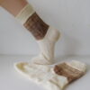 Handgestrickte Wollsocken Gr. 41 – Beige-Braun – Bild 3