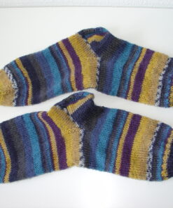 Alternative view of Handgestrickte Wollsocken Gr. 38 – Blau-Gelb gestreift