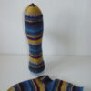 Handgestrickte Wollsocken Gr. 38 – Blau-Gelb gestreift – Bild 3