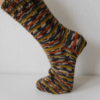 Handgestrickte Wollsocken Gr. 36 - Grau Herbstfarben - Gewürzfarben gestreift