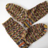 Handgestrickte Wollsocken Gr. 36 - Grau Herbstfarben - Gewürzfarben gestreift – Bild 3