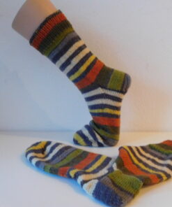 Alternative view of Handgestrickte Wollsocken Gr. 45 - Grau-Grün-Bunt-gestreift