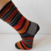 Handgestrickte Wollsocken Gr. 38 - Grau Orange gestreift