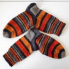 Handgestrickte Wollsocken Gr. 38 - Grau Orange gestreift – Bild 3