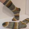 Handgestrickte Wollsocken Gr. 44-grün-gestreift – Bild 2