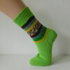 Handgestrickte Wollsocken Gr. 36 – Hellgrün mit Steifenmuster im Bein – Bild 3