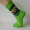 Handgestrickte Wollsocken Gr. 36 – Hellgrün mit Steifenmuster im Bein