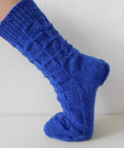 Handgestrickte Wollsocken Gr. 43 – Royal-Blau-uni