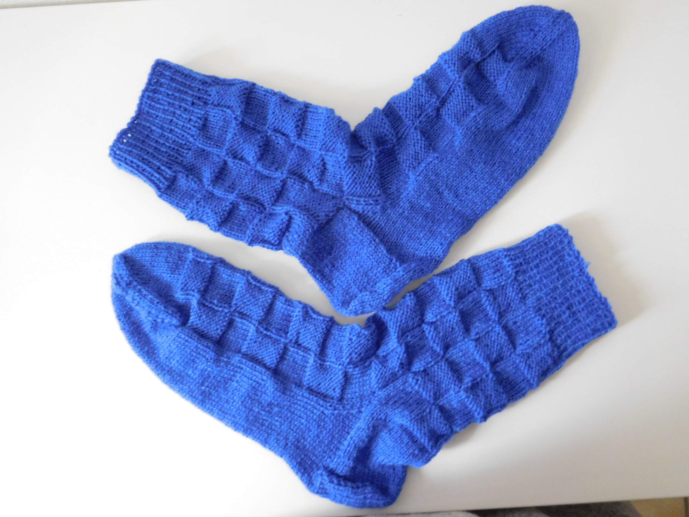 Handgestrickte Wollsocken Gr. 43 – Royal-Blau-uni – Bild 3
