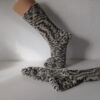 Handgestrickte Wollsocken Gr. 43-Zebradesign-schwarz-weiß – Bild 2