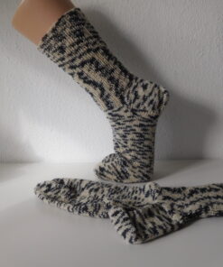 Alternative view of Handgestrickte Wollsocken Gr. 43-Zebradesign-schwarz-weiß